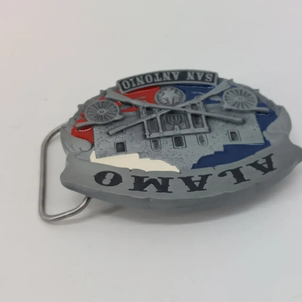 Alamo San Antonio Texas Star Belt Buckle Enamel Western
